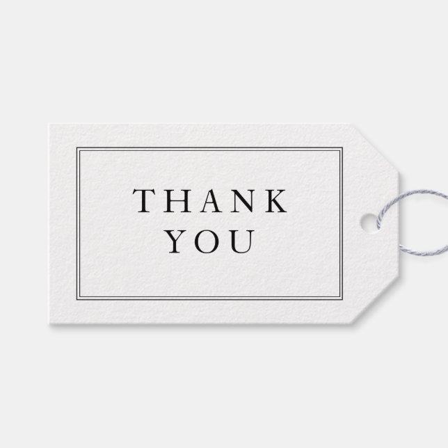 Etiqueta Para Presente Casamento Formal Negro Branco Obrigado (Frente (horizontal))