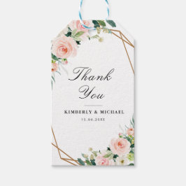 Etiqueta Para Presente Casamento geométrico de cor branca rosa