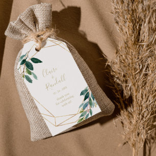 Etiqueta Para Presente Casamento Geométrico de Eucalyptus Dourado
