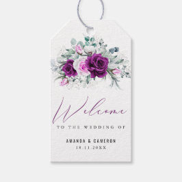 Etiqueta Para Presente Casamento Geométrico do Blush Roxo Rústico Elegant