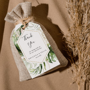 Etiqueta Para Presente Casamento Geométrico Dourado De Verde Tropical Ob