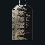 Etiqueta Para Presente Casamento Glamouroso de Ouro e Preto na Floresta R<br><div class="desc">Etiquetas de Presente para Casamento Glamouroso de Ouro e Preto na Floresta Rústica de Pinheiros</div>