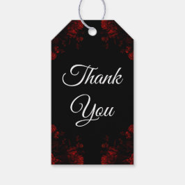 Etiqueta Para Presente Casamento Gótico Elegante Floral Vermelho Profundo
