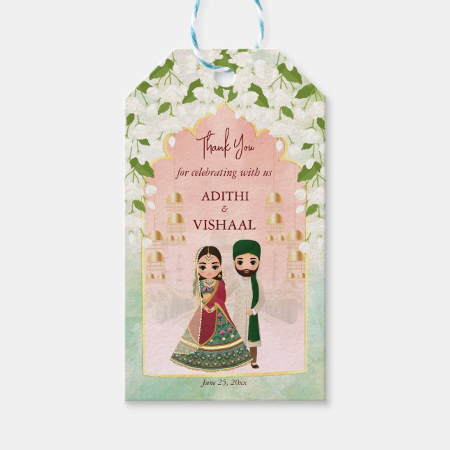 Etiqueta Para Presente Casamento índio Sangeet mehndi personalizado (Frente)
