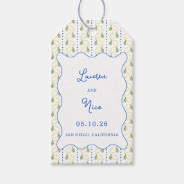 Etiqueta Para Presente Casamento mediterrânico amarelo-limão-azul-Citrus