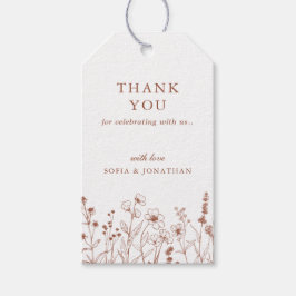 Etiqueta Para Presente Casamento Minimalista de Terracotta Wildflower Obr
