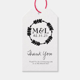Etiqueta Para Presente Casamento Minimalista Obrigado Bold Wreath