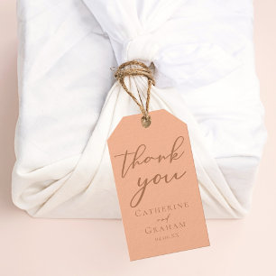Etiqueta Para Presente Casamento Minimalista Personalizado Pêssego Chic