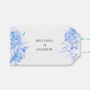 Etiqueta Para Presente Casamento Moderno Blue Watercolor Obrigado