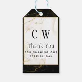 Etiqueta Para Presente Casamento Moderno com Brilho Dourado Preto
