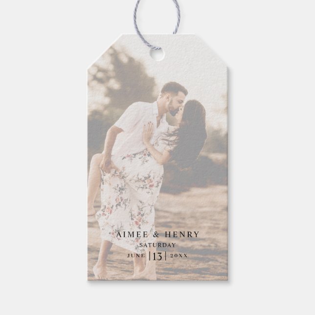 Etiqueta Para Presente Casamento Moderno com Foto Rústica (Frente)