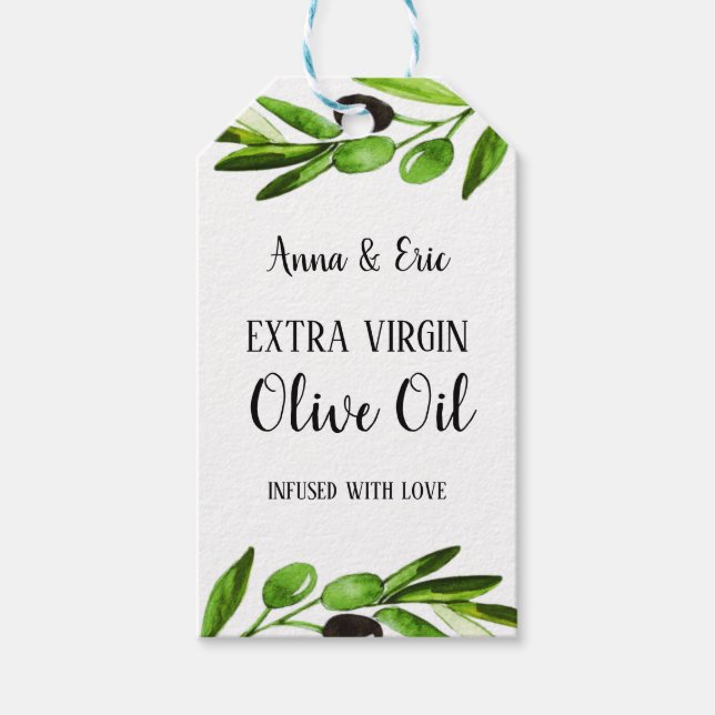 Etiqueta Para Presente Casamento Moderno Elegante De Azeite Virgem Extra (Frente)