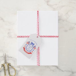 Etiqueta Para Presente Casamento Monograma Vermelho Branco & Eu Faço Patr