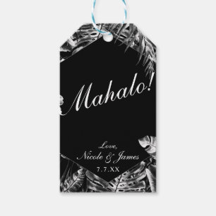 Etiqueta Para Presente Casamento na Ilha Chic Tropical Preto e Branco