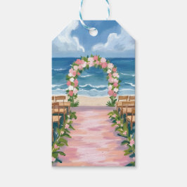 Etiqueta Para Presente Casamento na Praia Corredor Floral Aquarela