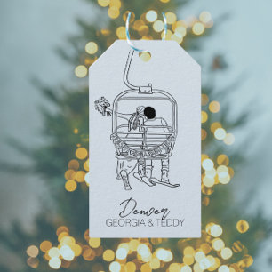 Etiqueta Para Presente Casamento no inverno de esqui