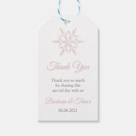 Etiqueta Para Presente Casamento no inverno De Flocos De Neve Rosa Dusty