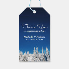 Etiqueta Para Presente Casamento no inverno De Pinheiros De Neve Obrigado