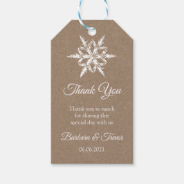 Etiqueta Para Presente Casamento no inverno Whit & Kraft Snowflakes Obrig