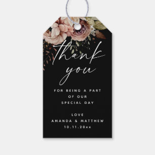 Etiqueta Para Presente Casamento outono Elegante   Black Boho Floral Obri