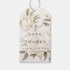 Etiqueta Para Presente Casamento outono Floral Vintage Romântico de Beige