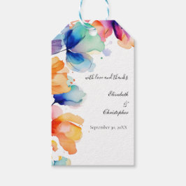 Etiqueta Para Presente Casamento Personalizado com Aquarela Floral Brilha