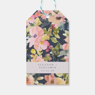 Etiqueta Para Presente Casamento Personalizado Floral de Watercolor com M