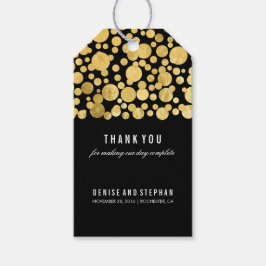 Etiqueta Para Presente Casamento Preto de Folha de Ouro Confetti