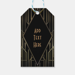 Etiqueta Para Presente Casamento Preto e Dourado Art Déco Gatsby Glam dos
