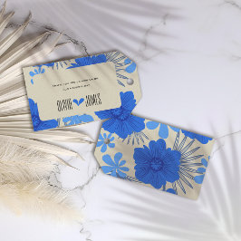Etiqueta Para Presente Casamento Romântico Azul Floral