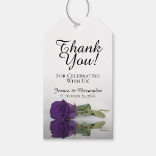 Etiqueta Para Presente Casamento Romântico de Rosa Roxo Real Obrigado