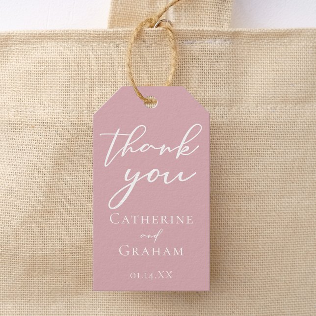 Etiqueta Para Presente Casamento Romântico Personalizado Dusty Rosa rosa (Criador carregado)