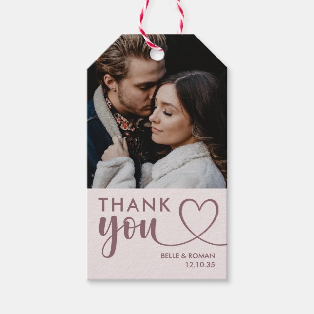 Etiqueta Para Presente Casamento Rosa Simples Obrigado (Frente)