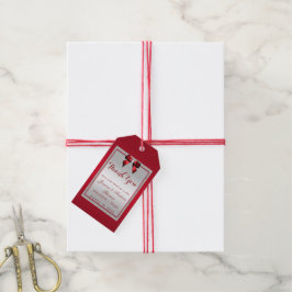 Etiqueta Para Presente Casamento Rubi Vermelho e Prata Elegante
