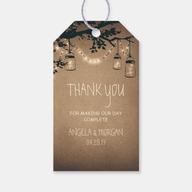 Etiqueta Para Presente Casamento Russo de Mason Jars e Fireflies (Frente)