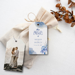 Etiqueta Para Presente Casamento Russo Elegante de Glitter Dourado Azul D