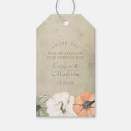 Etiqueta Para Presente Casamento Rustic Fall Autumn White, Orange Pumpkin