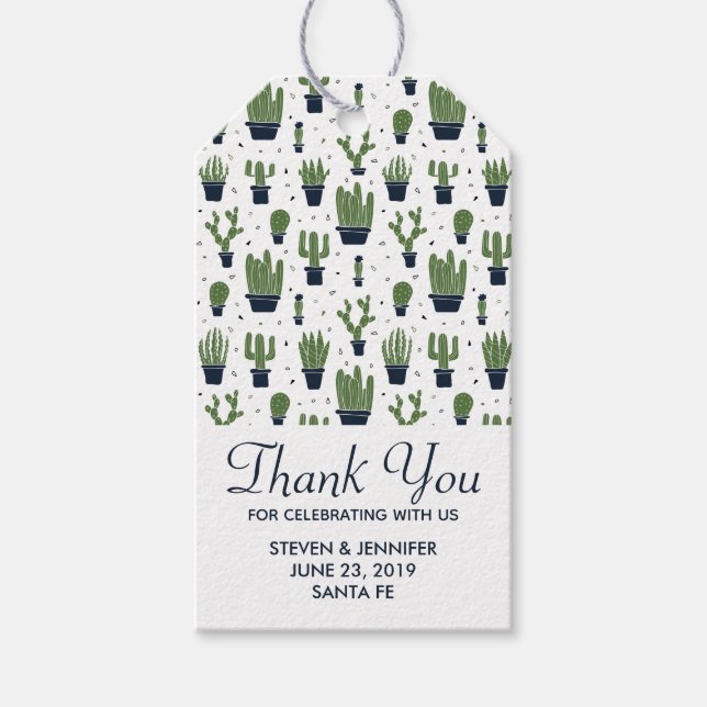 Etiqueta Para Presente Casamento Rustic Green Cactus Desert Pattern (Frente)