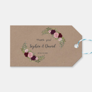 Etiqueta Para Presente Casamento Rustic Marsala Floral Artesanato Paper