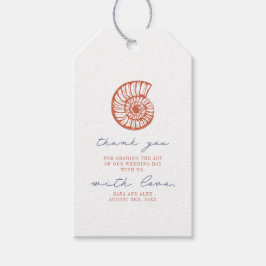 Etiqueta Para Presente Casamento Rustic Red Beach Shell Obrigado