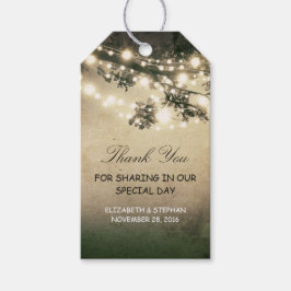 Etiqueta Para Presente Casamento Rustic Tree Brances Lights Obrigado