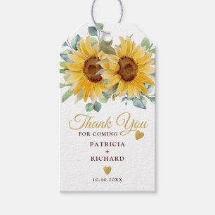 Etiqueta Para Presente Casamento Rustic Watercolor Sunflower Obrigado