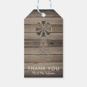 Etiqueta Para Presente Casamento Rustic Weathered Wood Country Wind Mill