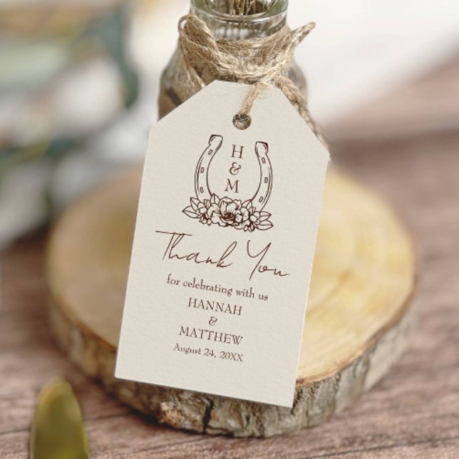 Etiqueta Para Presente Casamento Rustic Western Boho Horsfere Obrigado (Criador carregado)