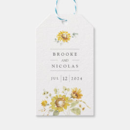 Etiqueta Para Presente Casamento Rustic Yellow Sunflower Watercolor