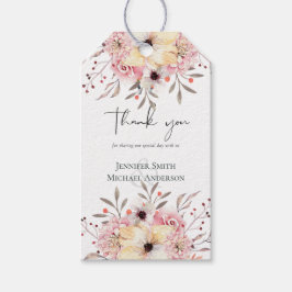 Etiqueta Para Presente Casamento Rústico com Flores Rosadas e Salvia