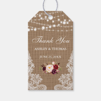 Etiqueta Para Presente Casamento Rústico Renda de Sarja Floral Obrigado