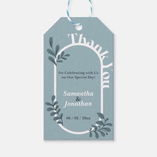 Etiqueta Para Presente Casamento Simples de Azul Rococo (Frente)