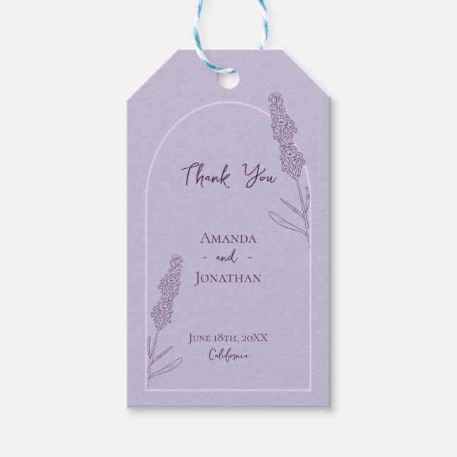 Etiqueta Para Presente Casamento Simples de Blooms de Lavanda Elegante (Frente)
