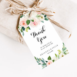 Etiqueta Para Presente Casamento Simples De Folhagem Verde Floral Obrigad